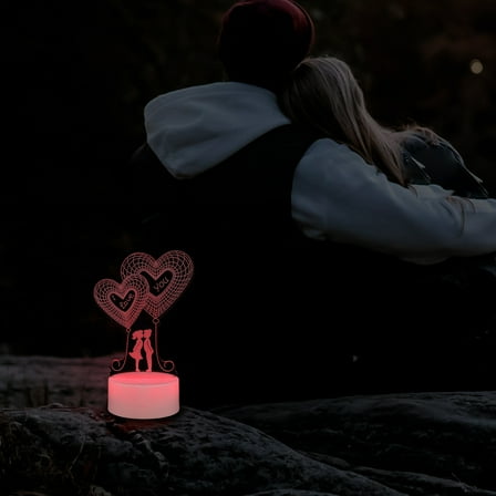 GOOHOCHY 1pc  3D Heart-designed Night Light Touch Control Bedroom Lamp LED Light
