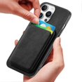 thumbnail image 5 of KAIYANG D12 Funda de cuero + TPU para iPhone 16 Pro, estilo retro, con ranura para tarjetas desmontable, color negro, 5 of 5
