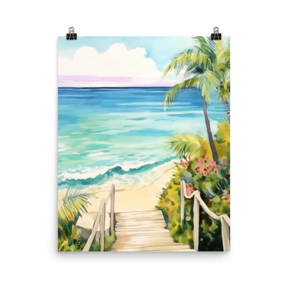 Key West Print, Florida Keys Tropical Beach Wall Art, Turquoise Ocean Print, Sunshine State Coastal Decor, Us Travel Gift Home Decor #245, Unframed Poster Size 8x12