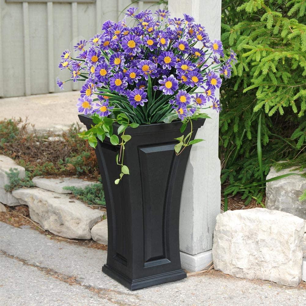 6 Bundles Artificial Flowers Plants for Outdoors, Uv Resistant Fake Plants Plastic Faux Flowers for Home Wedding Party Outdoor Indoor Garden Decor, Purple