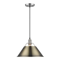 Orwell 1-Light Pendant in Pewter with Aged Brass