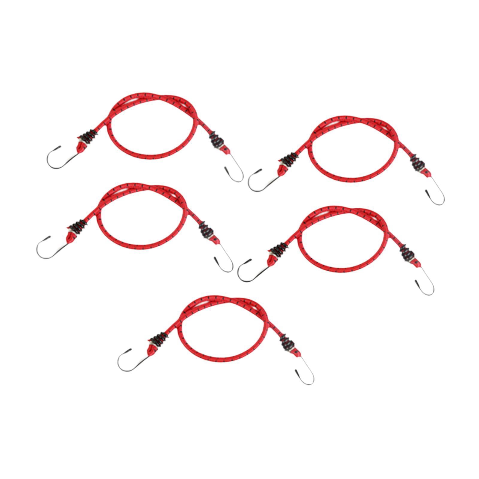 colaxi 5 Pieces Bungee Cords with Hooks Bike Rear Seat Bungee Straps Mixed Colors Rubber Elastic Tie Downs for Luggage Tarps Outdoor 80cm Length