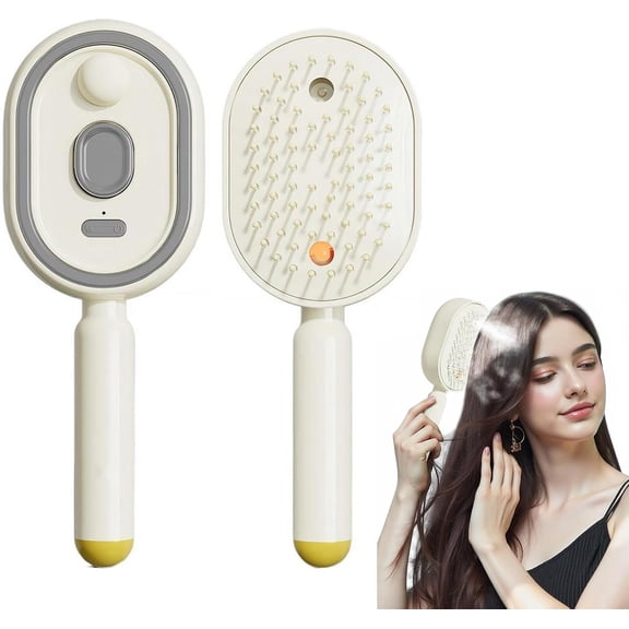 Electric Steam Brush for Hair, Electric Spray Air Cushion Massage Comb for Women, Rechargeable Water Spray Hair Brush, Detangling & Anti-Static Hair Brush, Reduce Frizz, Smooth & Nourish