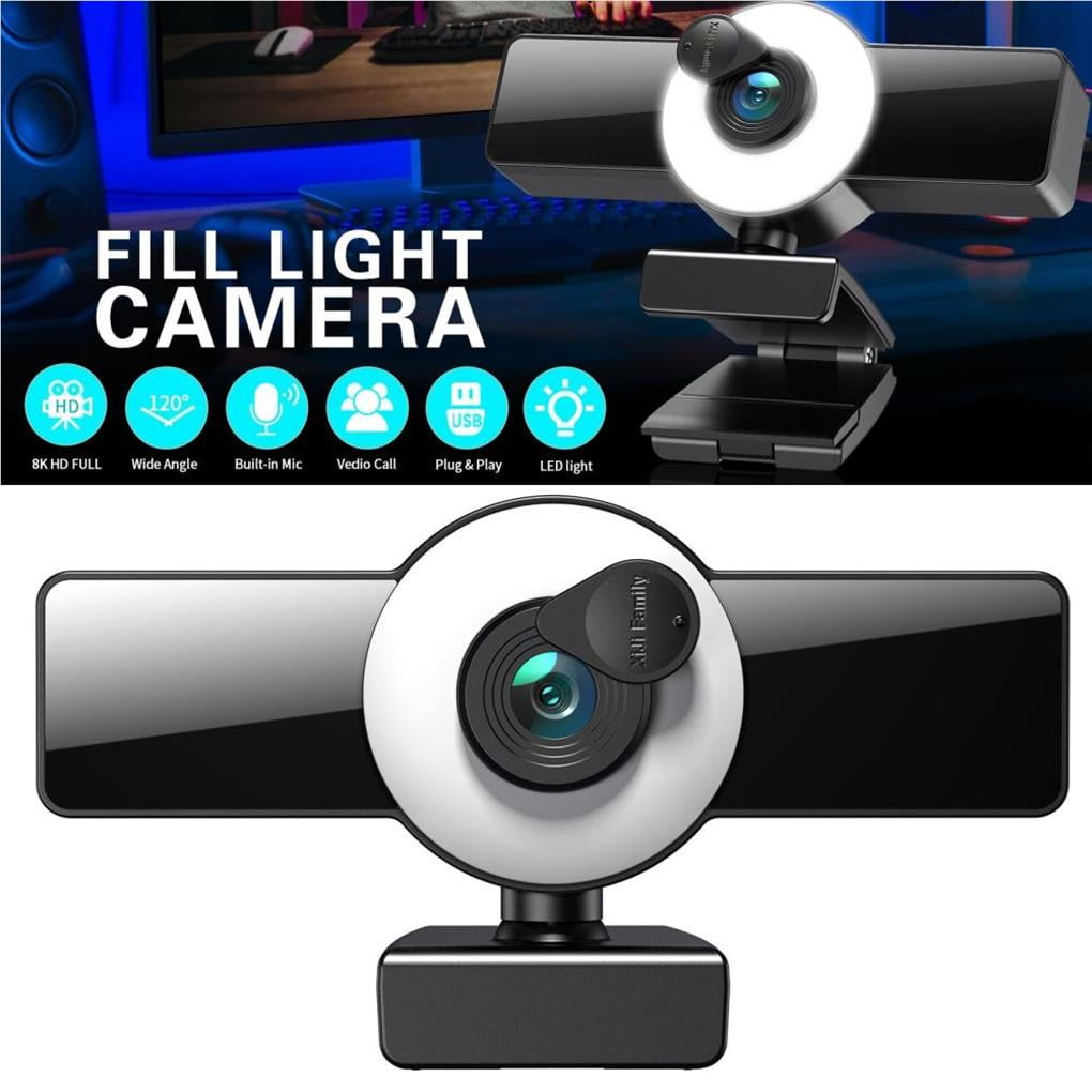 8K Full High Definition Webcam Camera Webcam Autofocus Fill Light Camera with Mic Computer Camera