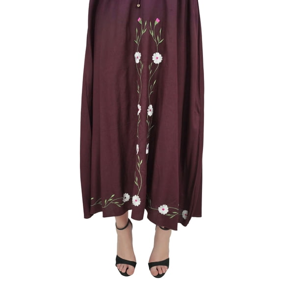 Bimba Women Brown Drawstring Maternity Sleepwear 3/4 Sleeve Moms Maxi Dress - 12