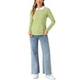 thumbnail image 2 of INSPIRAR CHIC Blusa Casual de Manga Larga para Mujer con Cuello de Muñeca a Rayas Contrastantes y Elástico en la Parte Posterior XS Verde Claro, 2 of 6