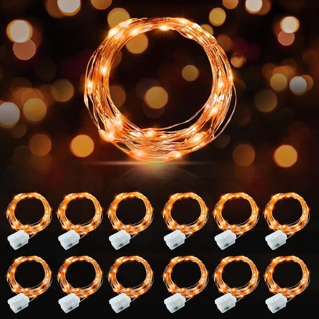 Guirnalda de luces LED AIKEI 20, color blanco cálido de 7 pies, funciona con pilas