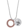 thumbnail image 1 of Delight Jewelry Acrylic 7/8" Ring Rose Goldtone Silvertone Script Initial Disc - H - Charm Necklace, 20"+3", 1 of 4