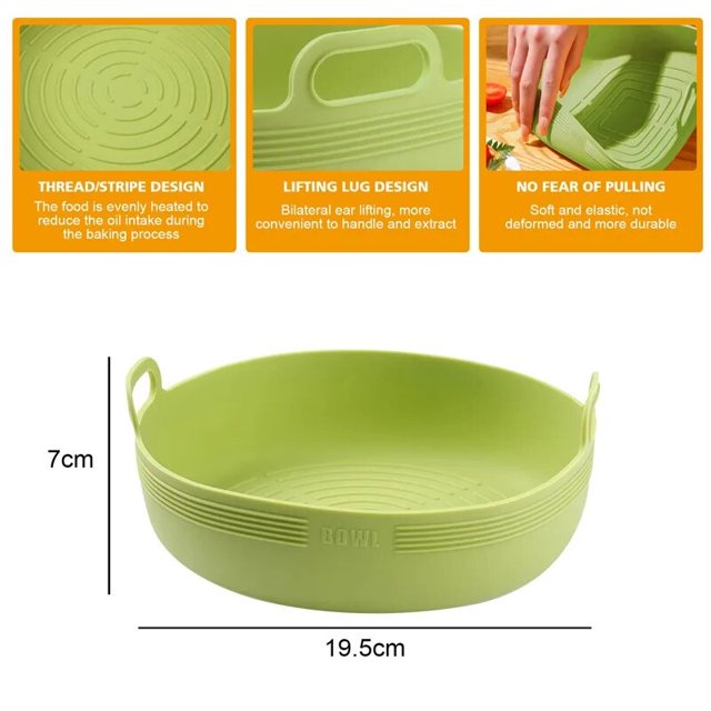 Bandeja de silicona para freidora de aire, molde de silicona, alfombrilla para Pizza, parrilla redonda de repuesto, accesorios para freidora de aire