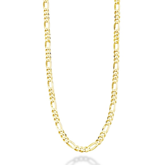 Miabella Solid 18K Gold Over Sterling Silver Italian 5mm Diamond-Cut Figaro Link Chain Necklace for Women Men, 925 Made in Italy (16 Inches (X-Small))