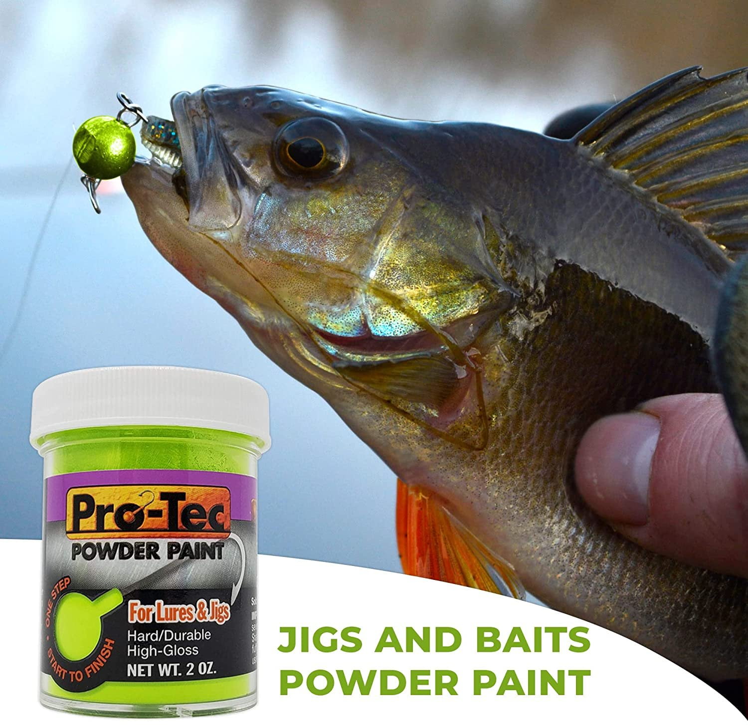 Lurwind Pro-Tec Jigs and Lures Powder Paint, Jig Head Powder Coat Paint for Baits and Jigs, Powder Coating Kit for Fishing Lures and Jig Heads, Black/Green Chartreuse/Hot Pink, 3 Pack, 2oz Jars
