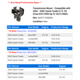 thumbnail image 2 of Transmission Mount - Compatible with 2004 - 2006 Toyota Tundra 4.7L V8 (From 8/01/2004 Up To 10/31/2006) 2005, 2 of 2