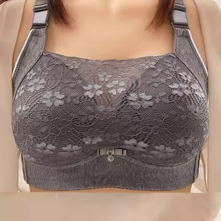 Wireless Bras for Women  Middle Aged And Elderly Bras Without Steel Rings Large Size Underwear Front Button Style Bra Comfortable Bra(Dark Gray 38)