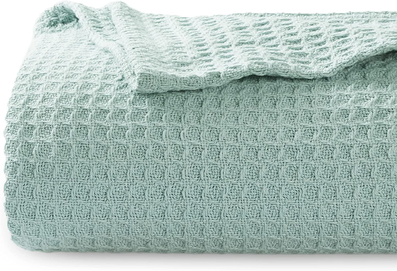 Bedsure 100 Cotton Blankets TwinXL Mint Green Waffle Weave Blankets
