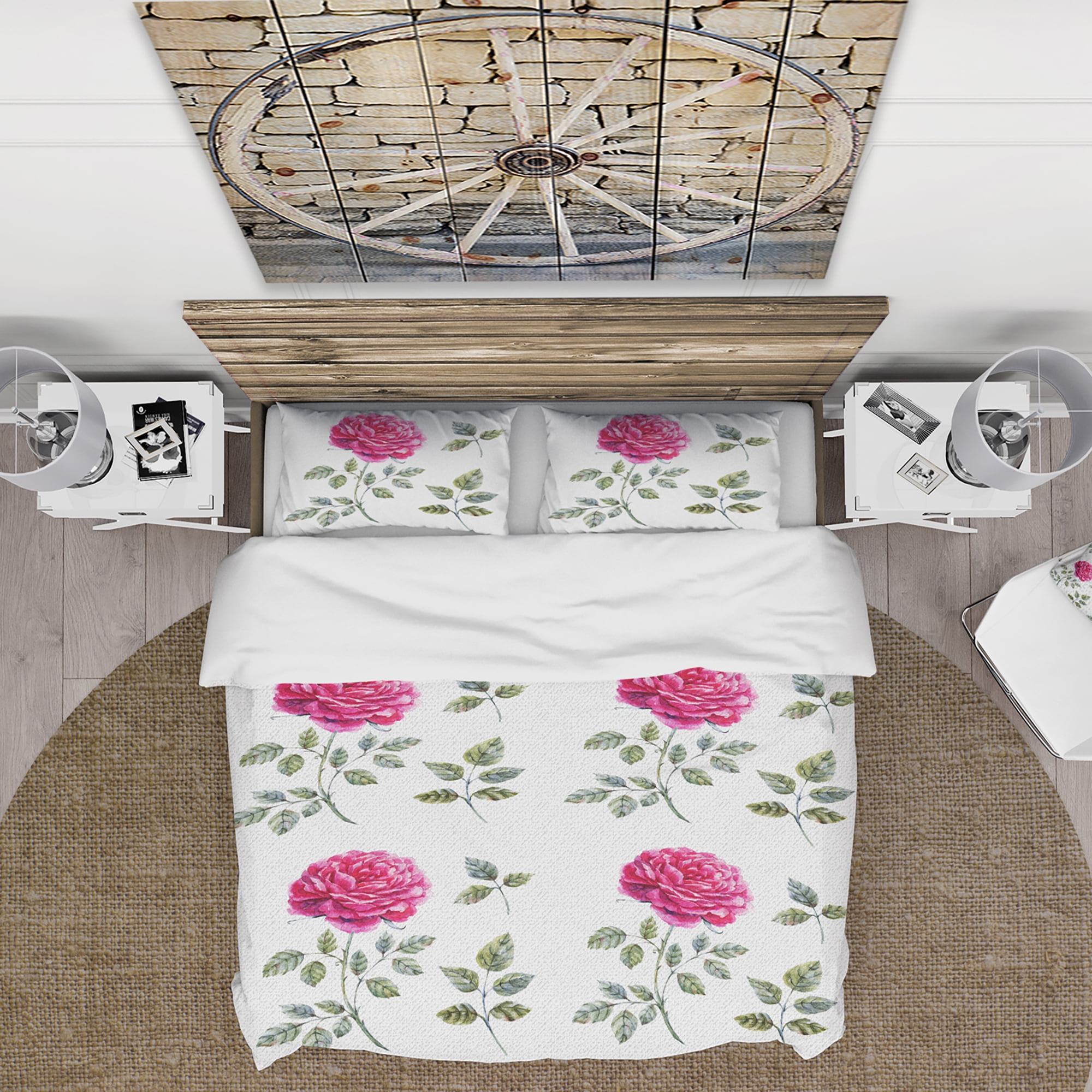 Designart 'Beautiful Red Rose' Cabin & Lodge Duvet Cover Set