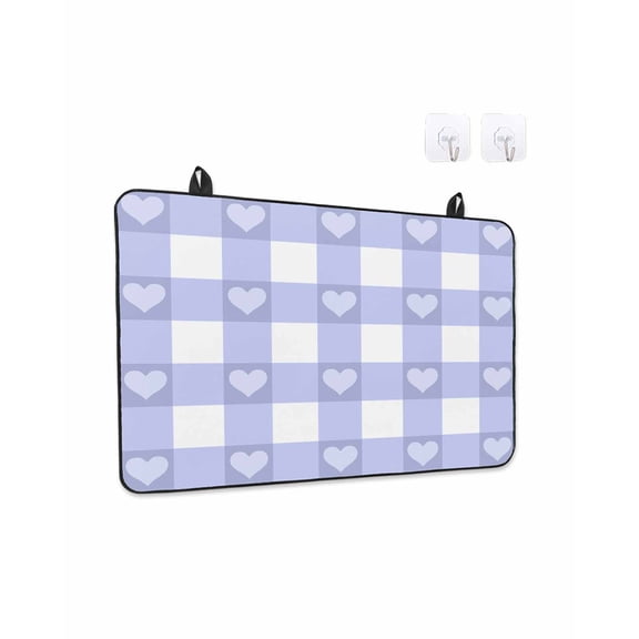 Stove Top Covers for Electric Stove 36x21 Inches, Purple Buffalo Striped Heat Insulation Fireproof Glass Cooktop Protector, Love Heart Checkered Multipurpose Countertop Stovetop Cover for Kitchen