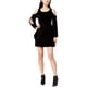 thumbnail image 1 of Kensie - Vestido de terciopelo con hombros descubiertos para mujer, negro, pequeño, 1 of 2