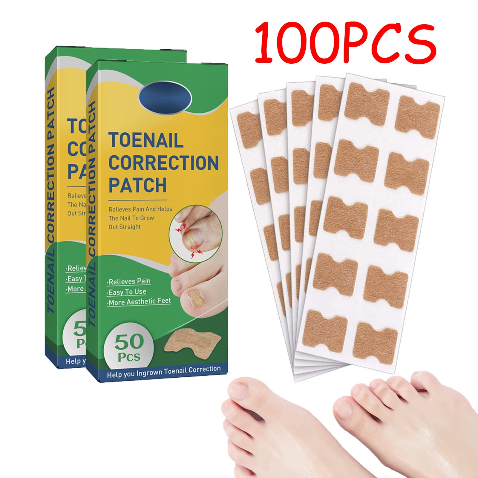 100 pcs Nail Patches Easy Patches For Toe Nails Ingrown Toenail Corrector  Strips Straightener Glue-Free Nail Corrector Patch To Relieve Nail Groove -  