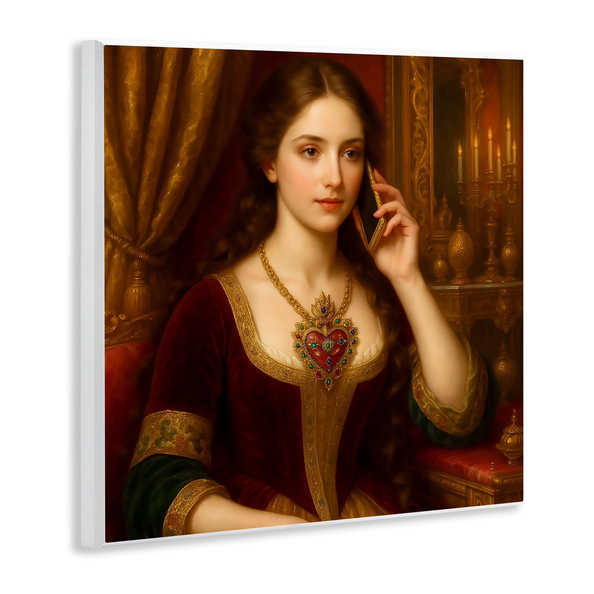 Stupell Industries Rococo Woman with Cell Phone Wall Plaque Art, design by Grotto Studios