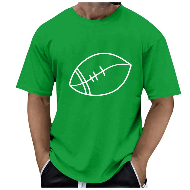 Mens T Shirts Rugby Print Short Breathable Comfortable Green Going Out Fall Tops size M
