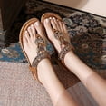 thumbnail image 5 of Xucatan Women's Bohemian Sandals, Embroidered Floral Thong Flats with Elastic Back Strap, Open Toe Beaded Casual Shoes, Versatile Summer Beach Footwear Gift, 5 of 9