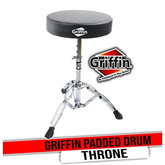 Griffin Drum Throne - Padded Percussion Seat Drummers Stool Guitar Chair Stand