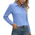 thumbnail image 4 of Women's Button Down Shirts Long Sleeve Dress Shirts Classic Collared Work Office Solid Blouses Tops, 4 of 7