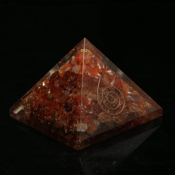 Carnelian Crystal Orgone Pyramid EMF Protection Meditation Energy Generator
