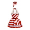 thumbnail image 3 of iiniim Girls Sequins Striped Sleeveless Figure Skating Tutu Dress for Christmas Party Dance Performance Red 14, 3 of 7
