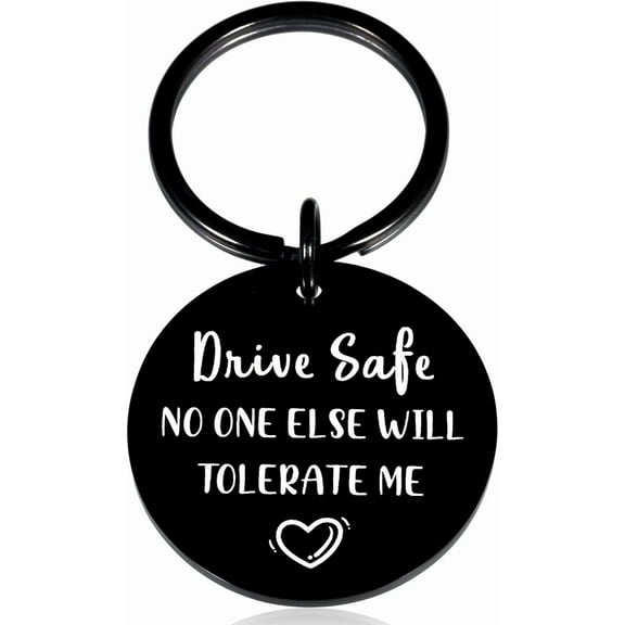 Drive Safe Keychain - National Boyfriend Day Gifts, Anniversary Wedding Gifts for Husband, Couple Gift for Him, Valentines Day Romantic Gift for Boyfriend Husband, Christmas Birthday Present for Men