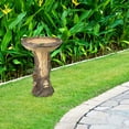 thumbnail image 1 of DPTALR Beautiful Sunflower Bird Bath Brown Pedestal Handmade For Outdoor, 1 of 9