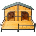 thumbnail image 4 of FFZ Wood Large Dog House Outdoor Double XL Kennel Elevated Floor Porch Weatherproof Shelter Natural, 4 of 13