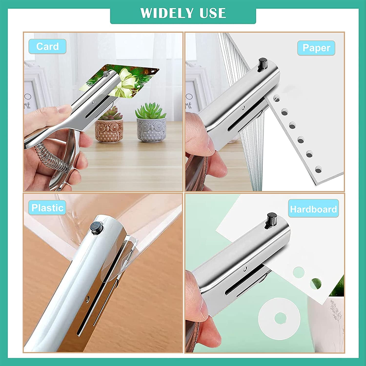 PloutoRich Hole Puncher, Single Hole Punch, Heavy Duty Paper Puncher Single, Portable Hand Held Long Hole Punch for Paper Cards Plastic Cardboard, 6mm