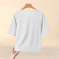 thumbnail image 5 of KyCheLot Womens Plus Size T-Shirts Solid Color Round Neck 1/2 Length Sleeve Tops Summer Beach Vacation T-Shirts, 5 of 7