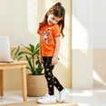 thumbnail image 4 of Spazoro Girls Outfit Sets, T-Shirts and Leggings Summer 100%Cotton Flower Print 2 PC Casual Wear Sets for Kids Orange Size 6 T, 4 of 8