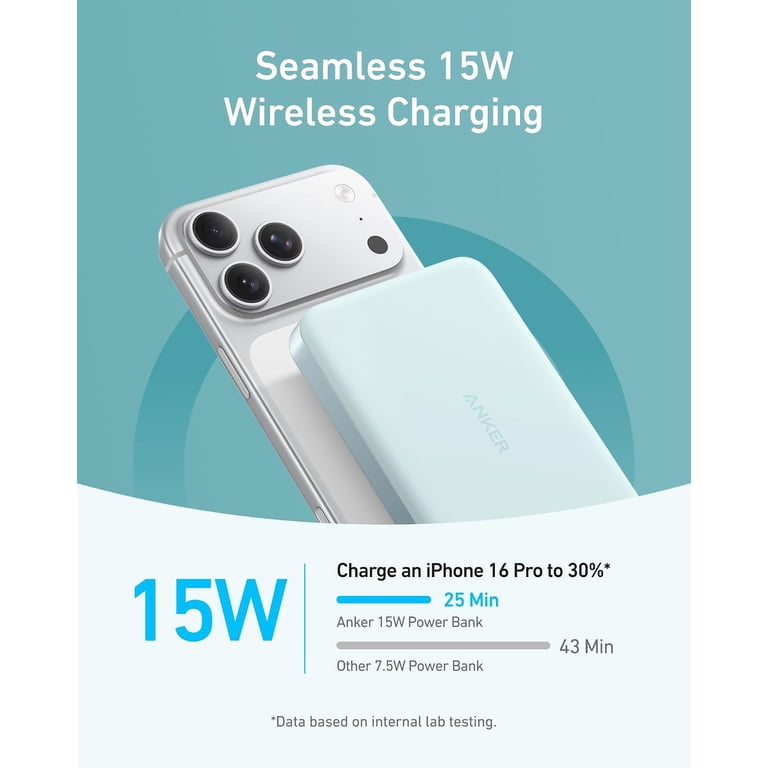 Anker Ultra-Slim Magnetic Power Bank, 10,000mAh, Qi2 MagSafe