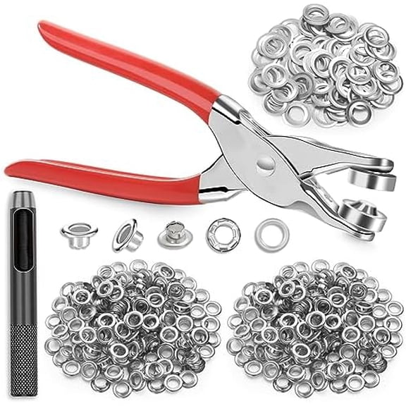 643Pcs Grommet Tool Kit 12mm 1/2 Inch(Inside Hole Size) Eyelet Kit with 320Pcs Eyelets Grommets, 320Pcs Washers and Grommet Eyelet Pliers for Leather/Belt/Shoes/Crafts