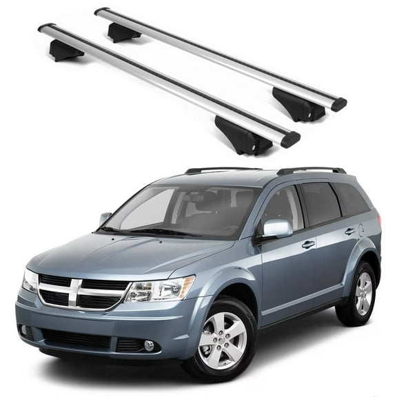 ERKUL Roof Rack Cross Bars for Dodge Journey 2008-2012 | Aluminum Crossbars with Anti Theft Lock for Rooftop | Compatible with Raised Rails - Silver