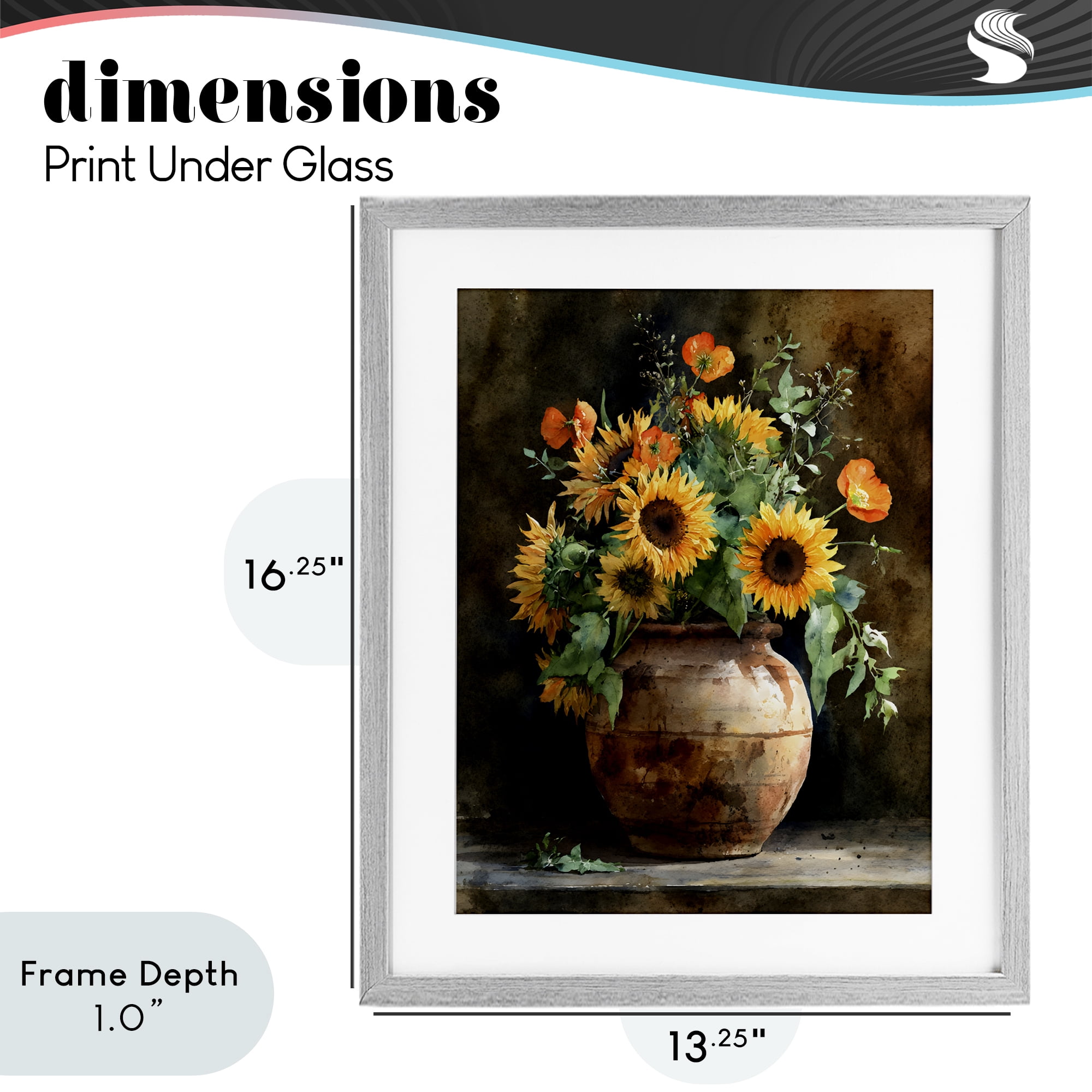 Stupell Industries Rustic Sunflower Display Gray Framed Print Under Glass, design by Franklyn Gregory