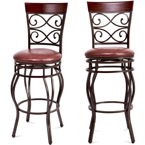 Giantex Bar Stools Set of 2, Retro Style Bar Height 360 Degree Swivel