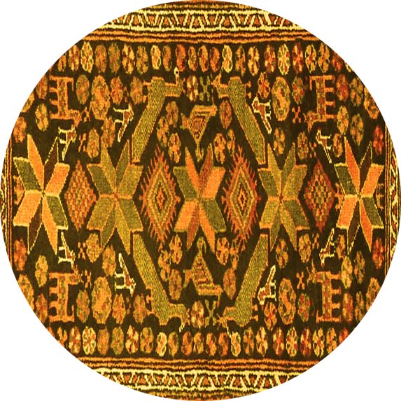 Ahgly Company Indoor Round Persian Yellow Traditional Area Rugs, 7' Round
