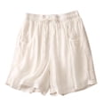 thumbnail image 2 of Karight Women's Bermuda Shorts Long Cotton Loose with Pockets Knee Length for Yoga Casual Walking Exercise Shorts, 2 of 3