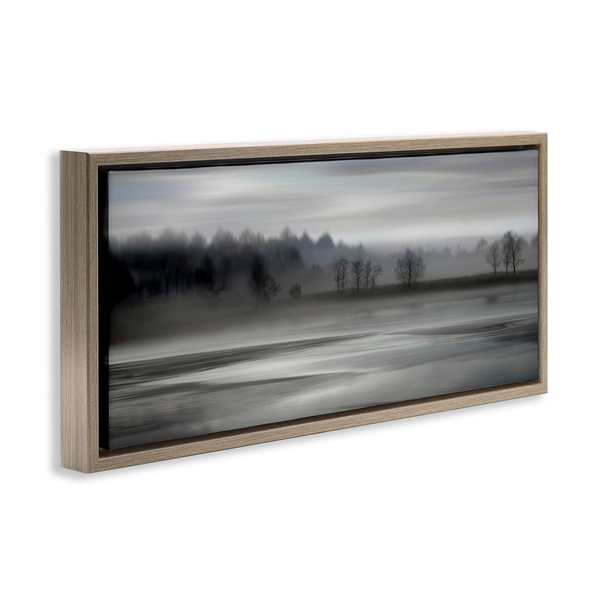 Stupell Industries Grey Nature Landscape Landscape Painting Brown Floater Framed Canvas Art Print Wall Art, 31 x 14