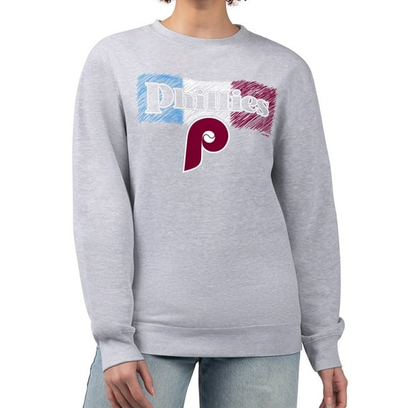 Women's Starter Gray Philadelphia Phillies Team Color Shading Fleece Pullover Sweatshirt