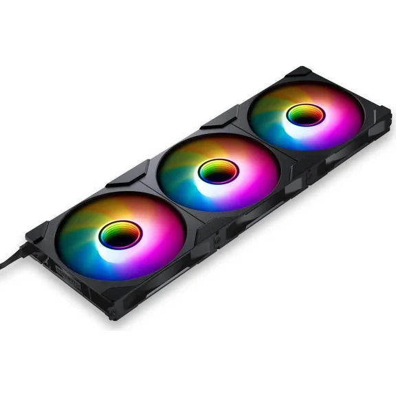 Phanteks M25-140 Gen2 Reversed Blade Triple Pack, 3x 140mm ARGB High Performance Cooling Fans, Daisy-chain Unified Fan Frame, Infinity Mirror hub, single cable connection, Black