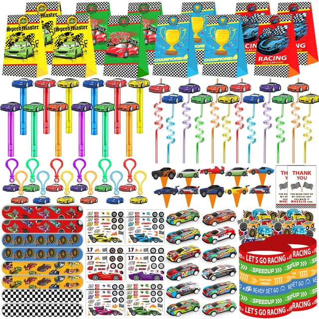 Set de obsequios para fiestas PLOUGVI, 232 unidades, decoración de cumpleaños para coches de carreras