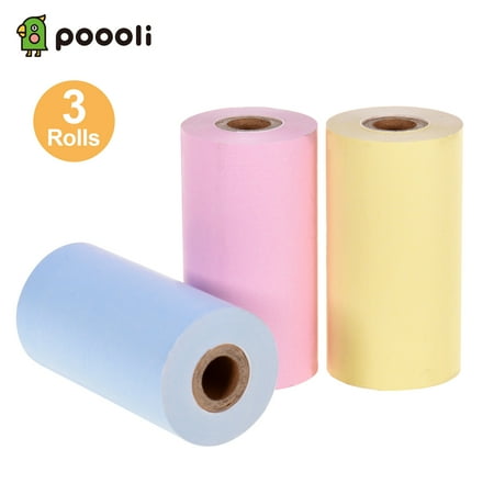 Poooli Colorful Blank Thermal Paper Long-Lasting 5-Years Paper Roll BPA-Free 57*30mm(2.17*1.18in) 3 Rolls Compatible with Poooli Thermal Printer