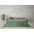 thumbnail image 3 of Ahgly Company Machine Washable Indoor Round Oriental Turquoise Blue Industrial Area Rugs, 4' Round, 3 of 4