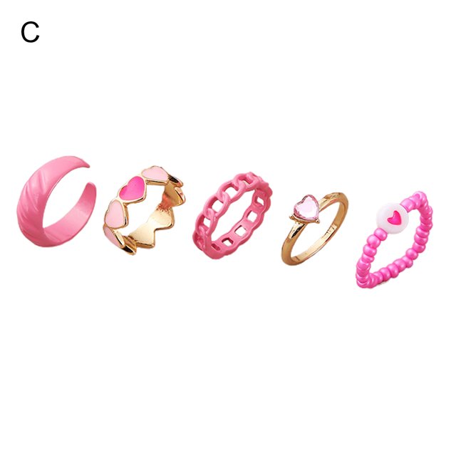 Visland 1 Set Knuckle Rings Heart Stackable Women All Match Finger Rings for Party