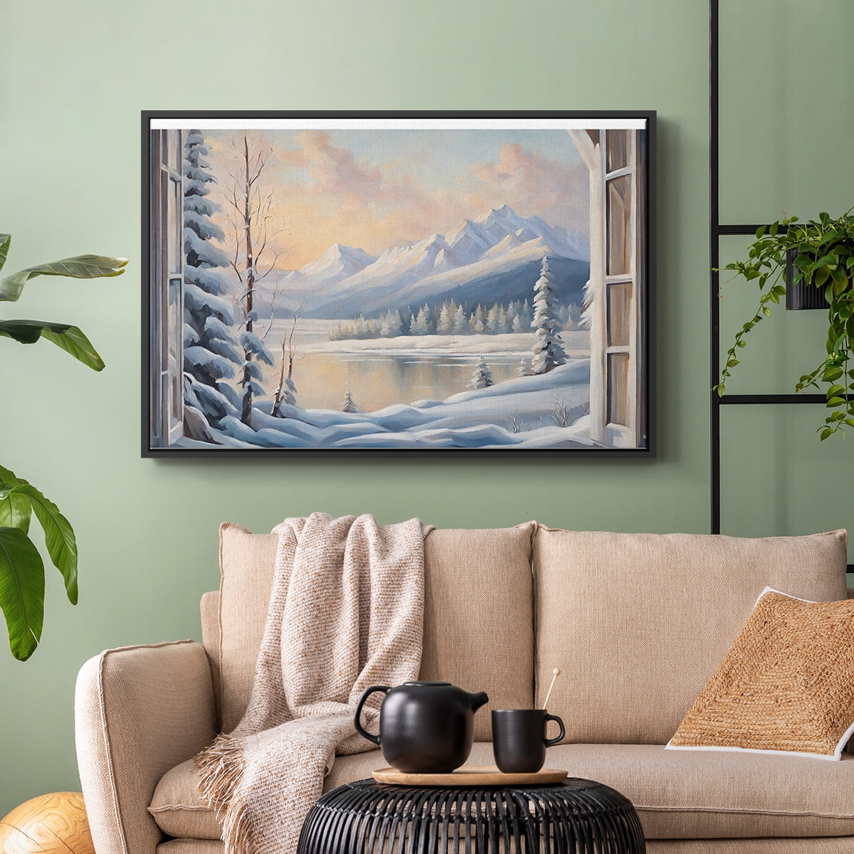 Vintage Landscape-CCXVI By Wexford Home Framed in Black Wood Gallery Wrapped Canvas 17 in. x 25 in.
